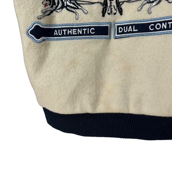 Vintage Dual Control Bomber Jacket Cream Blue Polar Bear Coat Womens Size Medium - Picture 11 of 14